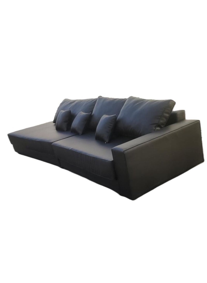 AAF FURNITURE Light Luxury Style Furniture Corner L Shaped Sofa Set Without Pillow  4 Seater Black 355x130x52  - Image 2