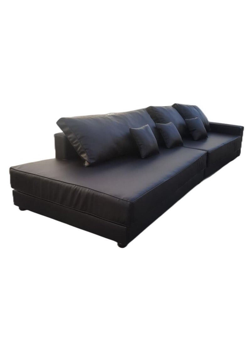 AAF FURNITURE Light Luxury Style Furniture Corner L Shaped Sofa Set Without Pillow  4 Seater Black 355x130x52  - Image 3