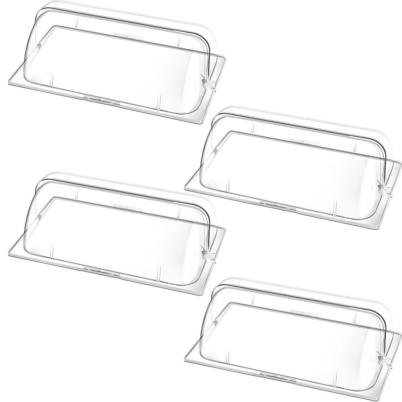 Ziliny 6 Pcs Clear Chafing Dish Covers Full Size Roll Top Bakery Pan Display Clear Plastic Chafing Dessert Cake Food Display Cover for Cake Cupcake Exhibition