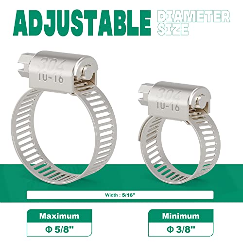 OURU 40PCS Hose Clamps Stainless Steel Adjustable 38 581016mm Worm Gear Hose Clamp Heavy Duty Metal Small Hose Clamps for Automotive Pipe Radiator Plumbing Fuel Line - Image 3
