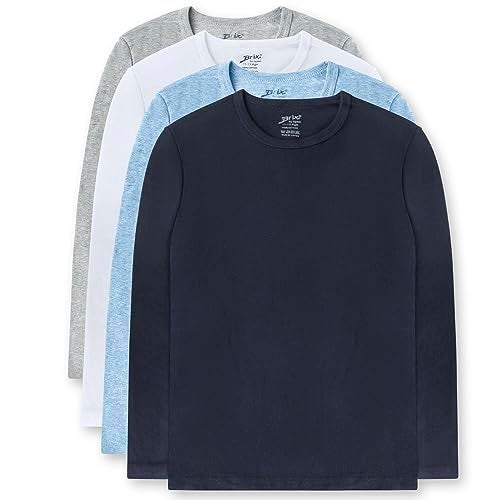 Brix Boys' Long Sleeve Tees - Shirts 4 Pack Cotton Crewneck Multipack Basic Shirts. - Image 1