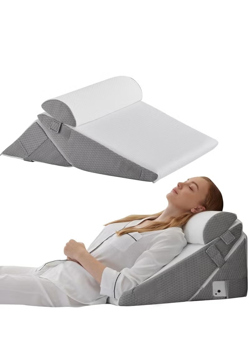 NKDFRI Wedge Pillows, Adjustable Bed Wedge Cushion Set for Relieving Back Pain, Acid Reflux and Snoring, Memory Foam Back Support Pillow for Sleeping, Pregnancy and Postoperative Care - Image 1