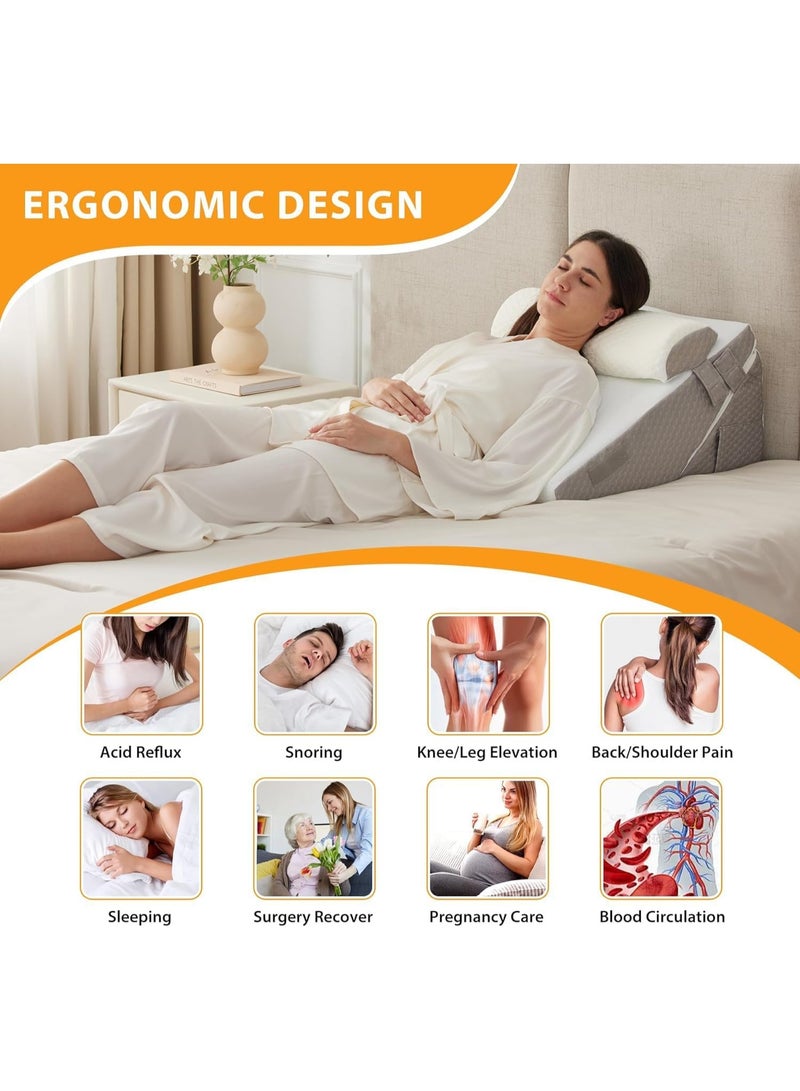 NKDFRI Wedge Pillows, Adjustable Bed Wedge Cushion Set for Relieving Back Pain, Acid Reflux and Snoring, Memory Foam Back Support Pillow for Sleeping, Pregnancy and Postoperative Care - Image 4