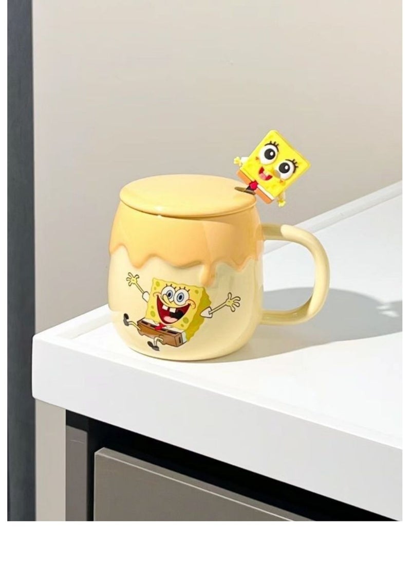 Disney SpongeBob SquarePants Ceramic Mug with Lid & Spoon – “Best Day Ever” Coffee Cup | 3D Cartoon Design, Cute Gift Box Packaging | Fun SpongeBob Mug for Kids, Teens & Adults – 400ml - Image 3