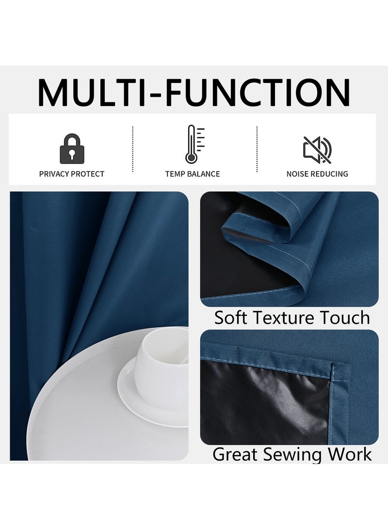 DUNISO 2 Panels Blackout Curtains for Bedroom, Thermal Insulated Room Darkening Curtains, Grommet Light Blocking Blackout Drapes for Living Room (Tibetan Blue,132*241cm)  - Image 3