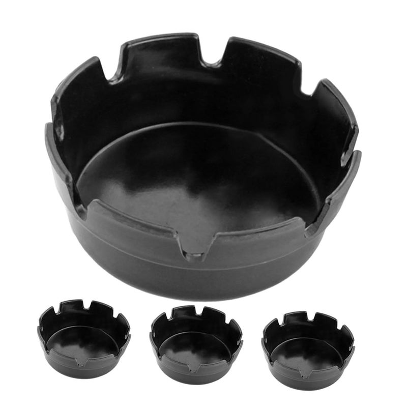 Black Plastic Ashtray Set 4PCS with Cigarette Slots for Indoor Outdoor Home Office Patio Multi User - Image 2