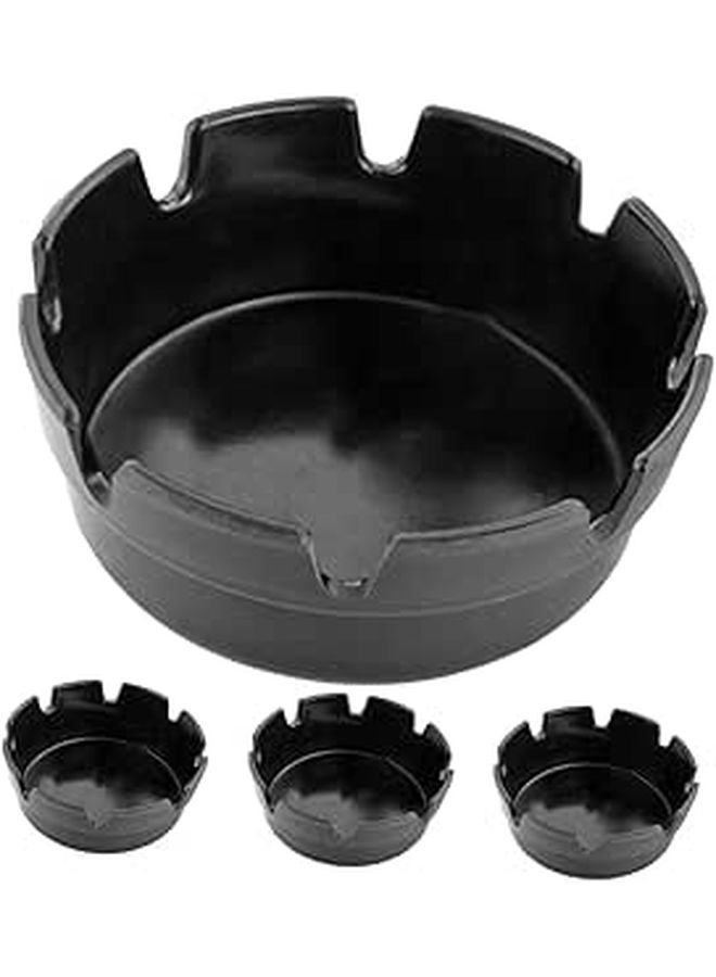 Black Plastic Ashtray Set 4PCS with Cigarette Slots for Indoor Outdoor Home Office Patio Multi User - Image 1