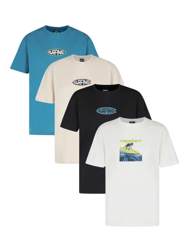 Termit Men's 4-Pack T-Shirts – Cotton, Loose Fit, Breathable, Stylish & Comfortable - Image 1