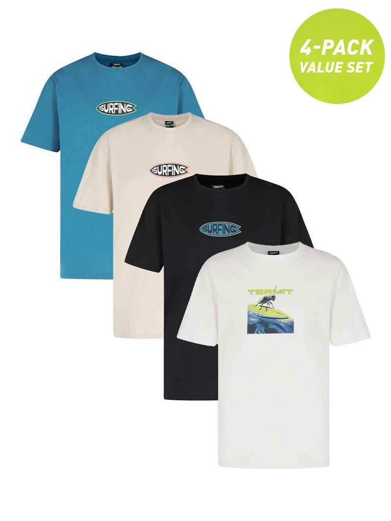 Termit Men's 4-Pack T-Shirts – Cotton, Loose Fit, Breathable, Stylish & Comfortable - Image 2