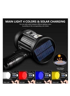 ZLH HITY Rechargeable Spotlight, 100000 Lumens Handheld Hunting Flashlight Led Spot Light with Cob Light and Solar Panels, 6 Modes IPX6 Waterproof Bright Spotlight for Boating,Camping,Fishing  - Image 2