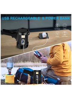ZLH HITY Rechargeable Spotlight, 100000 Lumens Handheld Hunting Flashlight Led Spot Light with Cob Light and Solar Panels, 6 Modes IPX6 Waterproof Bright Spotlight for Boating,Camping,Fishing  - Image 4