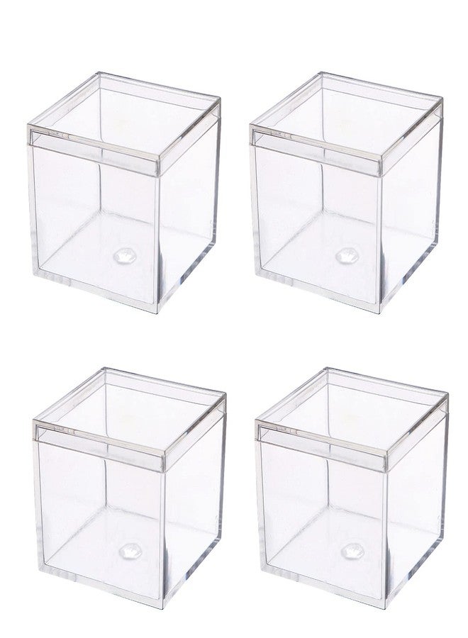 dedoot Small Acrylic Box with Lid 2.2x2.2x1.3 Inch, 4 Pack Suqare Plastic Box Acrylic Storage Cube Boxes Candy Container for Candy, Jewelry Accessories, Tiny Items - Image 1