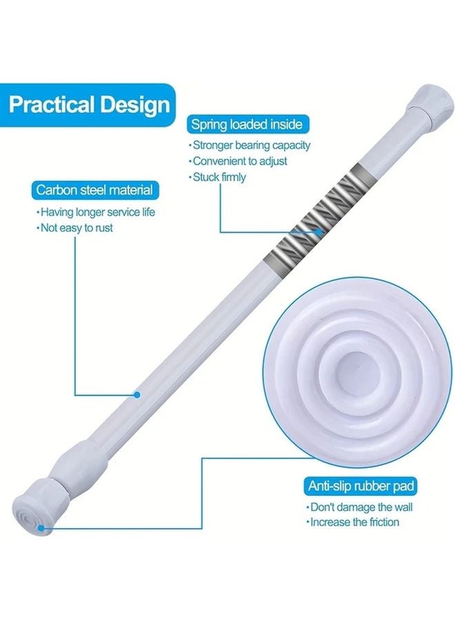 6 قطع قضبان تلسكوبية بيضاء بدون حاجة للحفر قابلة للتعديل من 11.81 إلى 19.69 بوصة - Image 3