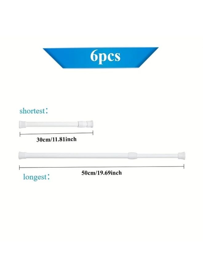 6 قطع قضبان تلسكوبية بيضاء بدون حاجة للحفر قابلة للتعديل من 11.81 إلى 19.69 بوصة - Image 1