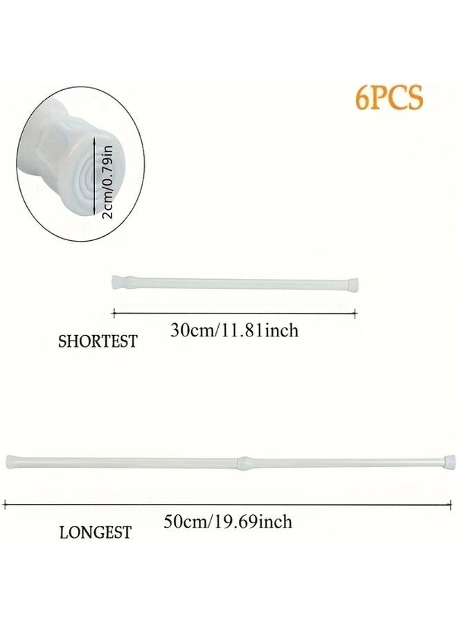 6 قطع قضبان تلسكوبية بيضاء بدون حاجة للحفر قابلة للتعديل من 11.81 إلى 19.69 بوصة - Image 5