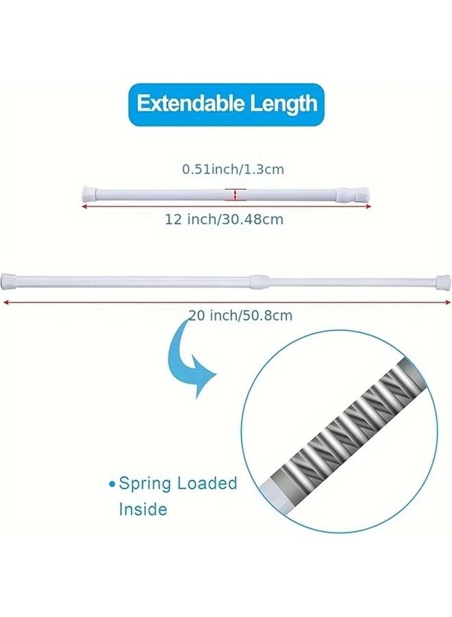 6 قطع قضبان تلسكوبية بيضاء بدون حاجة للحفر قابلة للتعديل من 11.81 إلى 19.69 بوصة - Image 4