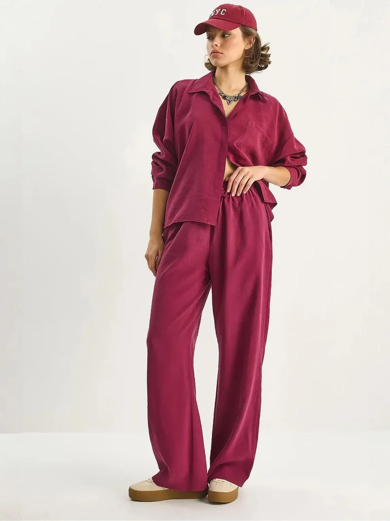 Bianco Lucci LUCCI Shirt-Pants Two-Piece Coord Set