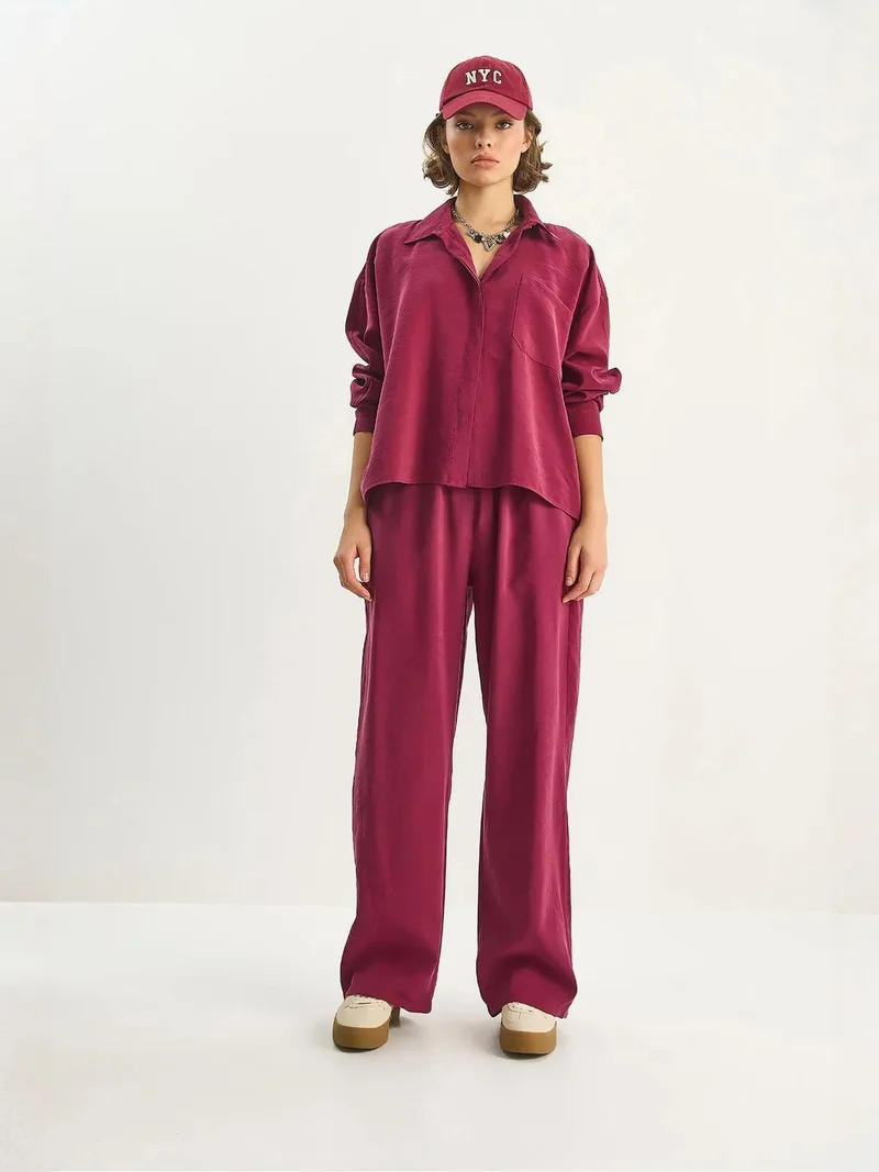 Bianco Lucci LUCCI Shirt-Pants Two-Piece Coord Set