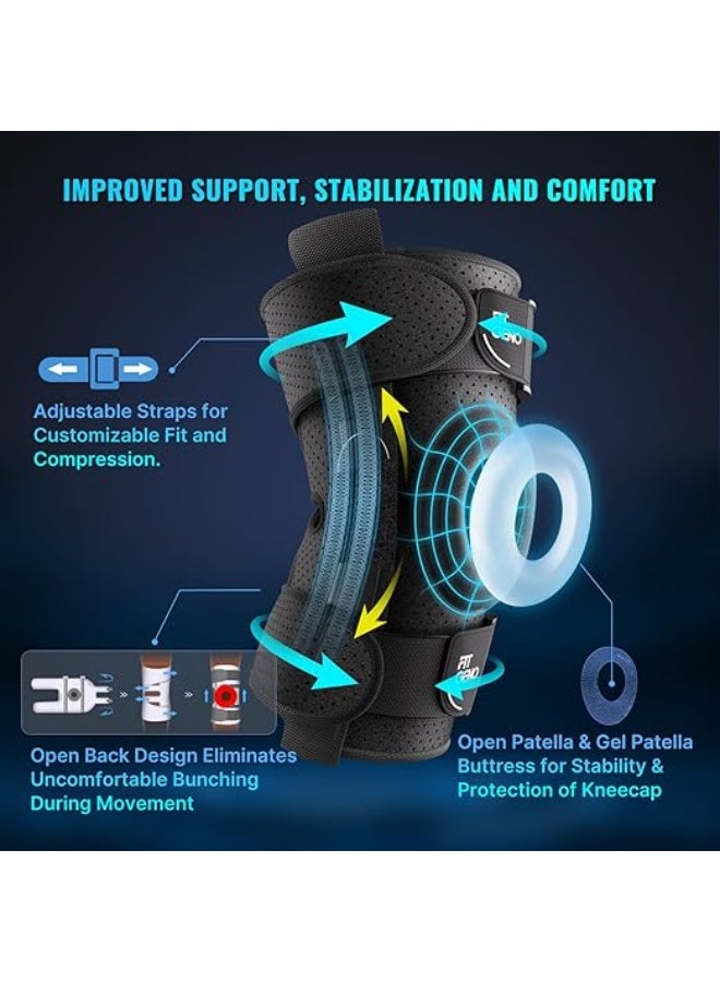 2023 Upgraded ReActive+ Knee Brace - Adjustable Hinged Support with Side Stabilizers - Maximum Pain Relief for Meniscus Tear, ACL/MCL Strains, and Arthritis - Image 4