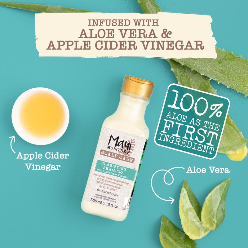 MAUI MOISTURE شامبو موي مويستشر للعناية بفروة الرأس، شامبو خل التفاح للشعر المجعد يرطب ويزيل تراكمات فروة الرأس، خالي من السلفات، 13 أونصة سائلة - Image 4