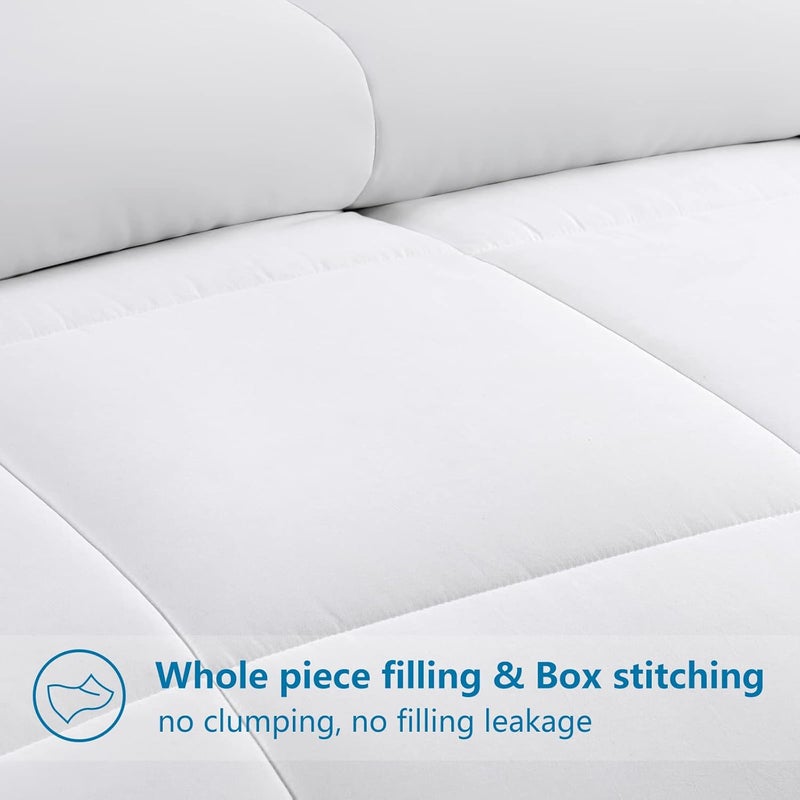 EASELAND Twin XL Down Alternative Comforter - Quilted Duvet Insert for All Seasons, Soft Lightweight with Corner Tabs, Summer Winter Warm Bedding, White 68×92 Inches - Image 3