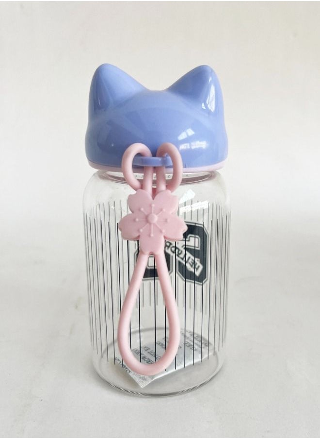XIANGYU - Glass Drinking Cup With Plastic Lid Cat Shape Glass Water Bottle - Image 1