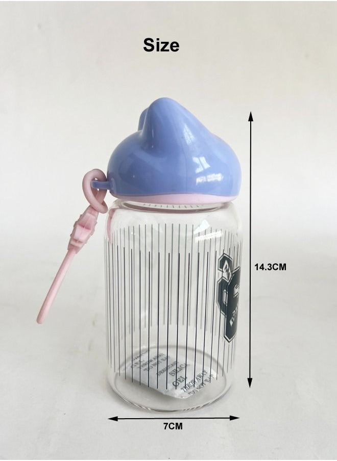 XIANGYU - Glass Drinking Cup With Plastic Lid Cat Shape Glass Water Bottle - Image 1