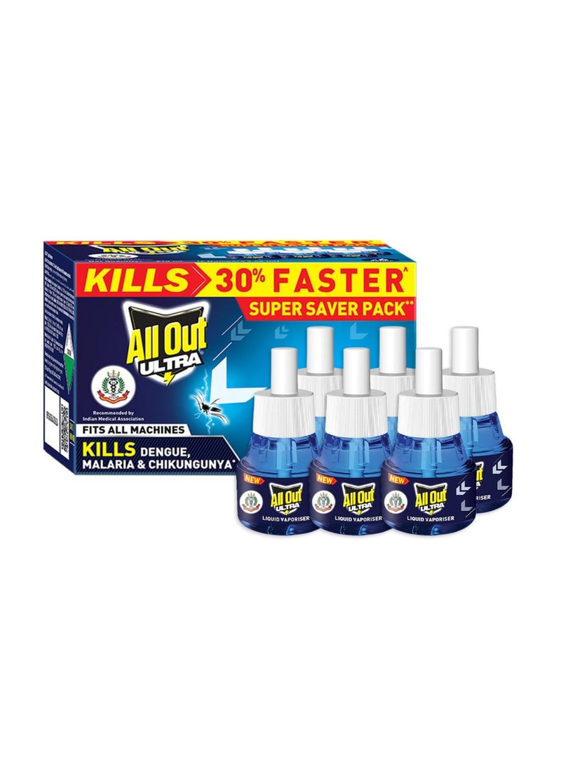 All Out Ultra Mosquito Repellant Refill Faster Action (45 ml each) Pack of 6 Kills Dengue, Malaria & Chikungunya - Image 1