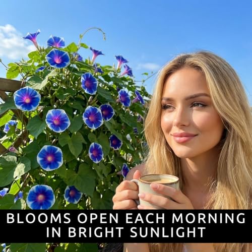 CZ Grain Morning Glory Flower Seeds for Planting – 100 Blue and White Climbing Vine Seeds – Fast Growing Annual Vine for Trellis, Fence, Arbor & Garden Vertical Flowers - Image 3