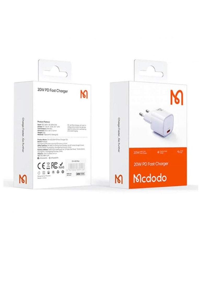 Mcdodo 20W Type C Nano PD Charger CH-4020 White - Image 2