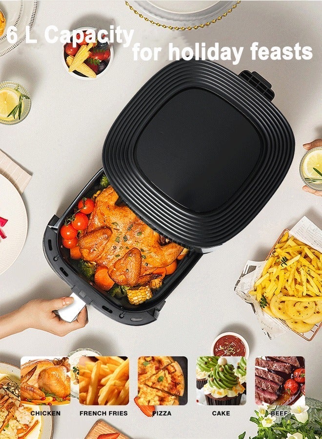 DSP 6.0L 1700W Touch Control Air Fryer, Visible Cooking Window, 8 Preset Menus, 80-200°C Adjustable Temp & 60 Mins Timer, Overheat Protection, Non-Stick Basket & Crisper Plate, Oil-Free Healthy Cooking, Stainless Steel, KB2175 - Image 3