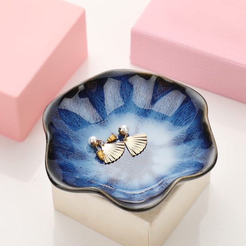 Binoster Ceramic Jewelry Dish,Leaf Jewelry Tray Key Tray,Small Ring Dish Holder Decorative Jewelry Plate Trinket Dish Catchall Tray Nightstand Decor for Entryway Table Room Decor Stocking Stuffers for Women - Image 4