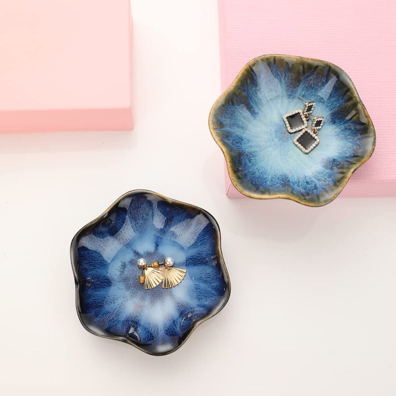 Binoster Ceramic Jewelry Dish,Leaf Jewelry Tray Key Tray,Small Ring Dish Holder Decorative Jewelry Plate Trinket Dish Catchall Tray Nightstand Decor for Entryway Table Room Decor Stocking Stuffers for Women - Image 5
