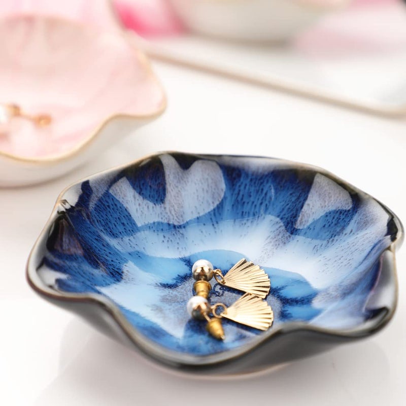 Binoster Ceramic Jewelry Dish,Leaf Jewelry Tray Key Tray,Small Ring Dish Holder Decorative Jewelry Plate Trinket Dish Catchall Tray Nightstand Decor for Entryway Table Room Decor Stocking Stuffers for Women - Image 3