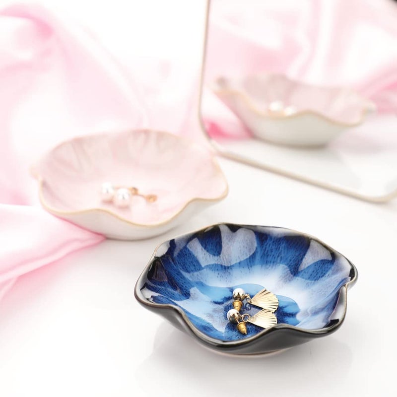Binoster Ceramic Jewelry Dish,Leaf Jewelry Tray Key Tray,Small Ring Dish Holder Decorative Jewelry Plate Trinket Dish Catchall Tray Nightstand Decor for Entryway Table Room Decor Stocking Stuffers for Women - Image 2