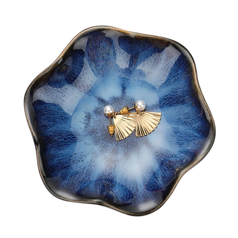 Binoster Ceramic Jewelry Dish,Leaf Jewelry Tray Key Tray,Small Ring Dish Holder Decorative Jewelry Plate Trinket Dish Catchall Tray Nightstand Decor for Entryway Table Room Decor Stocking Stuffers for Women - Image 1