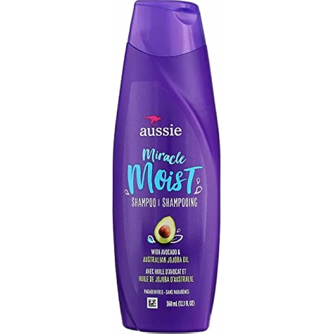 Aussie Miracle Moist Shampoo 12.1 Ounce With Avocado & Jojoba Oil (360ml) (3 Pack)