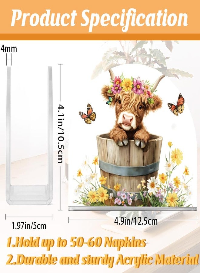 SUPERDANT Highland Cattle Acrylic Napkin Holder Highland Cow in a Barrel Acrylic Cocktail Napkin Holder Acrylic Paper Towel Holder for Kitchen Dining Table Countertop Outdoor Cocktail Napkin Holder - Image 2