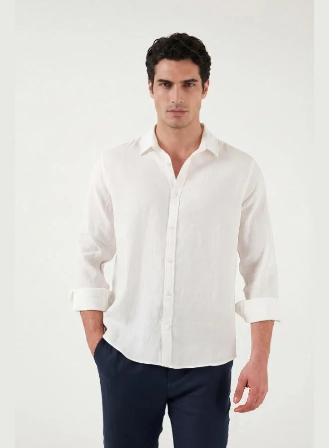 Buratti  Buratti Cotton Regular Fit Classic Collar Long Sleeve 100% Linen Shirt Men's SHIRT CF26S1210000 for Men | Best Price UAE
