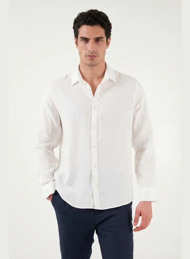 Buratti Buratti Cotton Regular Fit Classic Collar Long Sleeve 100% Linen Shirt Men's SHIRT CF26S1210000