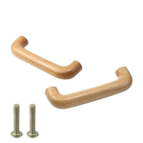 Pastlla 4Pcs Wood Drawer Pull Clear Coated Wooden Handle Bridge Shaped Arced Pull for Kitchen Cabinets Furniture Dresser Wardrobe Cupboard Drawer Knobs Pull Handles (3.78"/96mm Hole Center) - Image 3