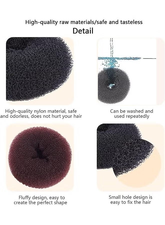 Realfrog 3 Pcs Magic Roll Tool Hair Ring Diy Hair Foam Ring Shaper Snap Hair Donut Bun Hair Accessories, Long Buckle Nylon Hair Ring Magic Hair Styling Tool for Women Ponytail Holder - Image 5