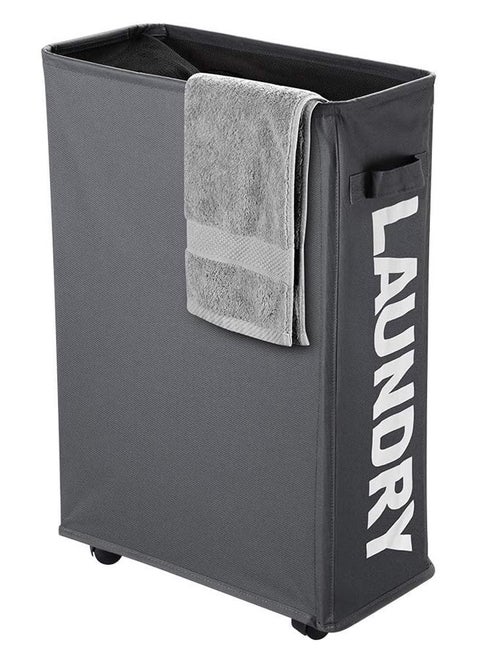 Laundry Basket, Laundry Hamper with Wheels, Collapsible Laundry Hamper for Bedroom, Bathroom, Living Room(Dark Grey)