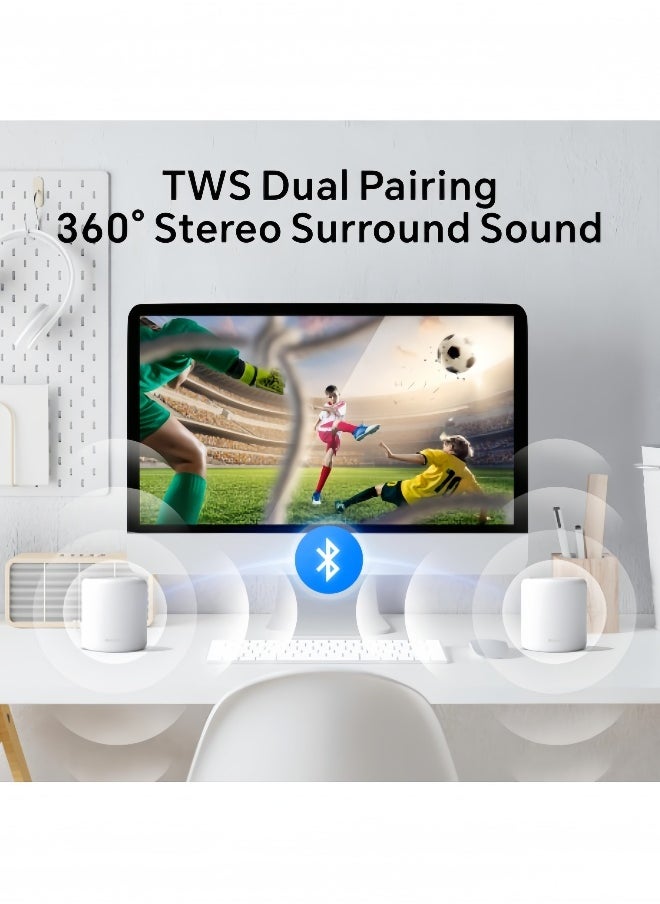 Generic Portable Bluetooth Speaker, Bluetooth  Wireles， Fixed Speakers with HD Audio, TWS Pairing and Hands-Free Calling, Waterproof Room Speaker for TV, Car, Computer and Outdoor (White)  - Image 5