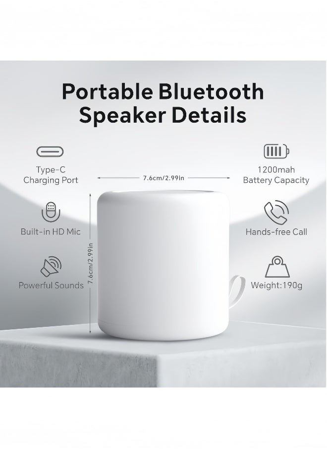 Generic Portable Bluetooth Speaker, Bluetooth  Wireles， Fixed Speakers with HD Audio, TWS Pairing and Hands-Free Calling, Waterproof Room Speaker for TV, Car, Computer and Outdoor (White)  - Image 4