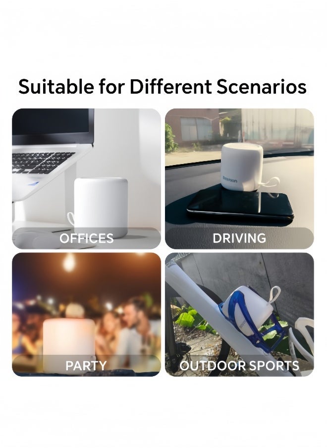 Portable Bluetooth Speaker, Bluetooth  Wireles， Fixed Speakers with HD Audio, TWS Pairing and Hands-Free Calling, Waterproof Room Speaker for TV, Car, Computer and Outdoor (White)
