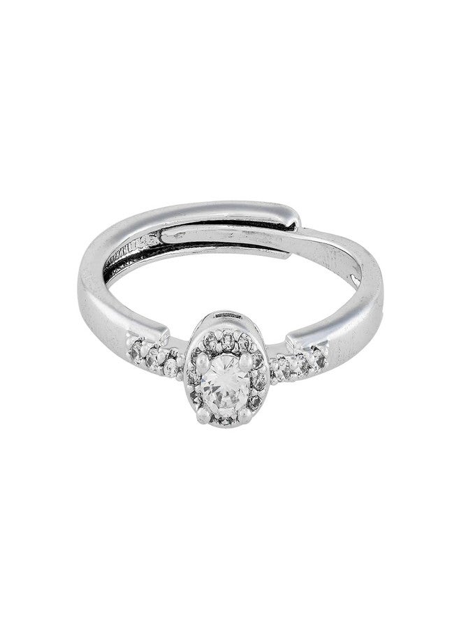 KUSHAL'S Fashion Jewellery White Rodium Polished Copper Trendy Zircon Fingerring, Best for Casual Wear & Special Occasion - 455128 - Image 4