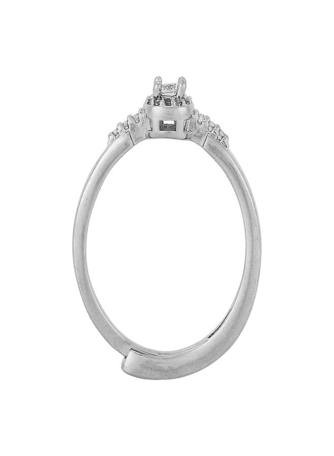 KUSHAL'S Fashion Jewellery White Rodium Polished Copper Trendy Zircon Fingerring, Best for Casual Wear & Special Occasion - 455128 - Image 1
