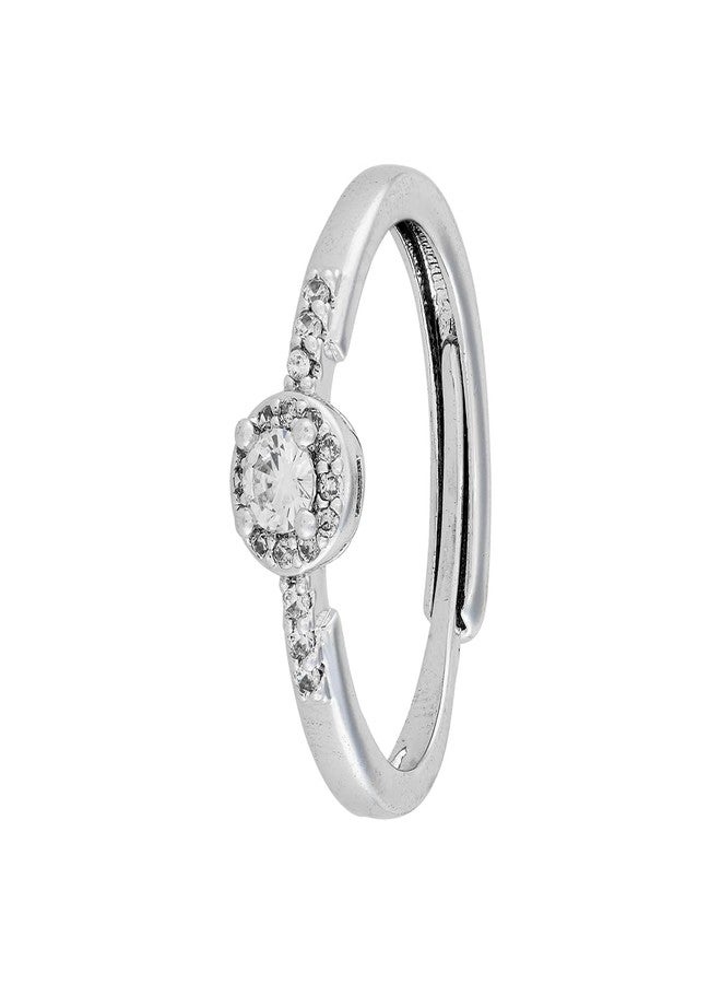 KUSHAL'S Fashion Jewellery White Rodium Polished Copper Trendy Zircon Fingerring, Best for Casual Wear & Special Occasion - 455128 - Image 3