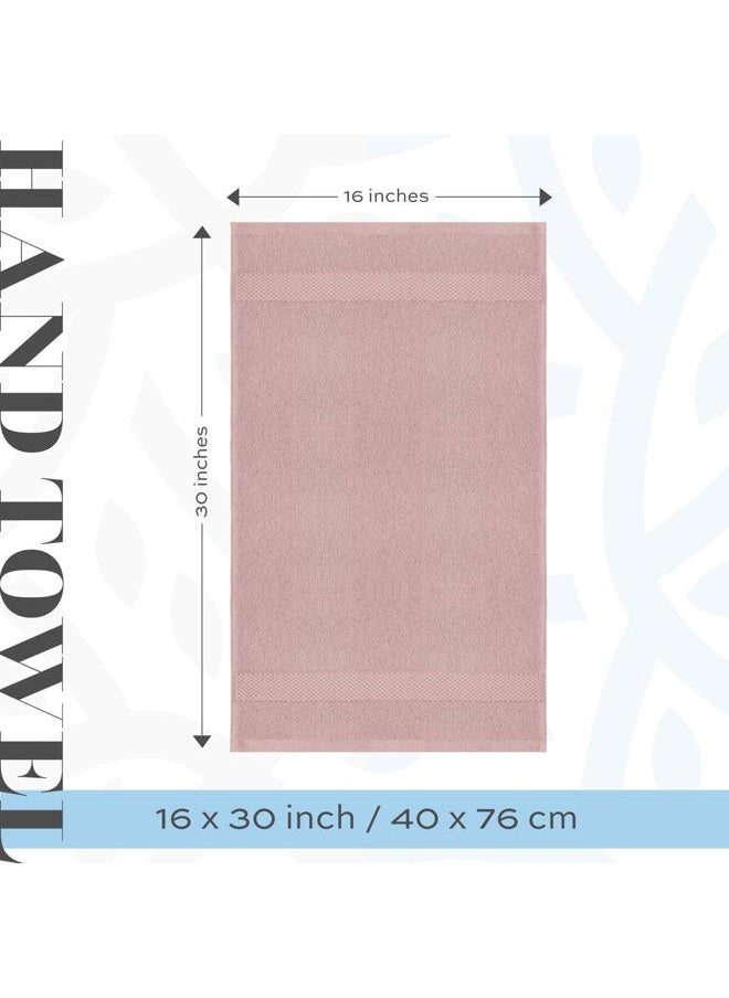 White Classic - Luxury Hand Towels | Cotton Hotel spa Bathroom Towel | 16x30 | 6 Pack | Pink - Image 1